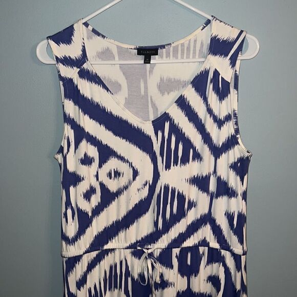 Talbots Women’s M New beautiful blue and white sleeveless maxi dress - Picture 3 of 12
